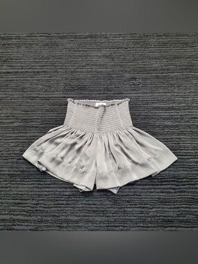 KOCH Size XS Silver/Grey Erica Smocked Satin Shorts